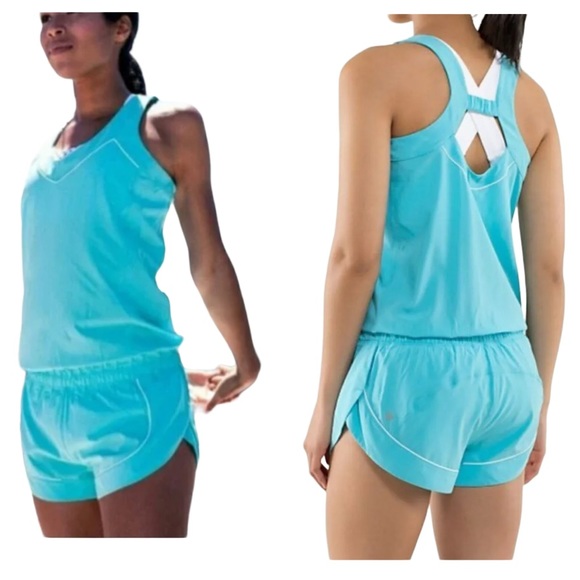 lululemon athletica Pants - Rare Lululemon Speedy Runsie Romper Turquoise/Teal